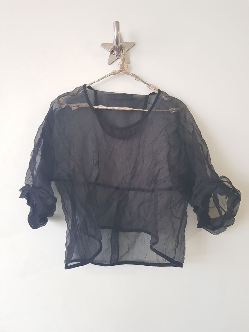 Zero Box Top - Crinkled silk organza